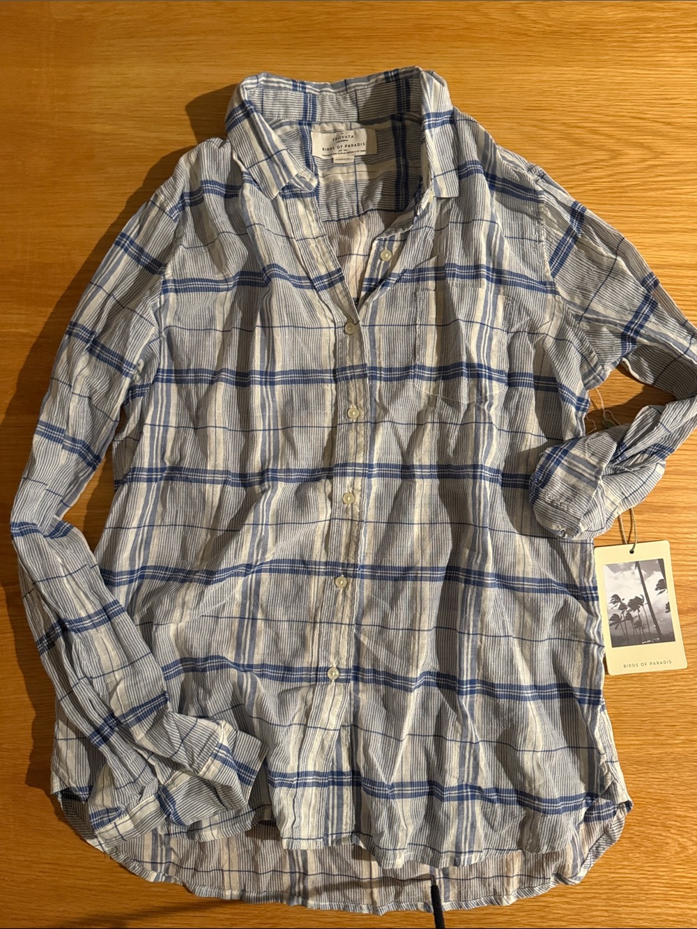 Trovata Blue and White Plaid Button-Down Shirt